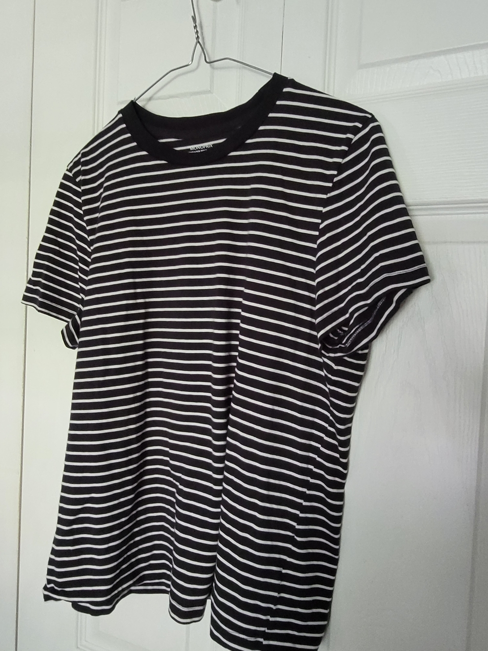 Women's Monoprix French Striped Tee Navy And White Size L - Picture 2 of 8